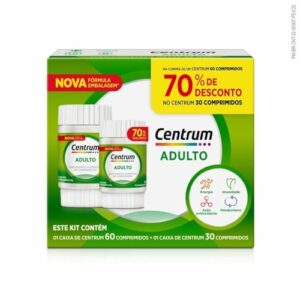 Centrum Adulto, Multivitamínico Diário, Suplemento Vitamínico com Vitamina B12, Vitamina C, Vitamina D, Vitamina E e Zinco, 90 Comprimidos