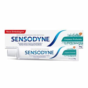 Sensodyne Creme Dental Limpeza Profunda com Flúor, Proteção Diária Contra a Sensibilidade, Dentes Fortes e Gengivas Saudáveis, Refrescância Prolongada, 90g