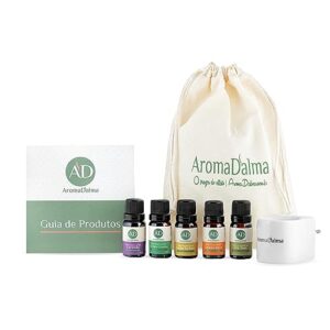 Kit Completo Para Aromaterapia | Os 5 Óleo Essêncial Mais Populares 100% Puros - Lavanda, Eucalipto, Limão Siciliano, Laranja Doce e Tea Tree (Melaleuca) + Difusor Elétrico - Aroma D’alma
