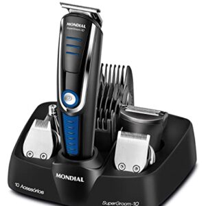 Aparador de Pelos Super Groom 10, Mondial, Preto/Azul, 6W, Bivolt - BG-03