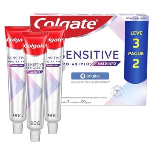 Colgate Creme dental para dentes sensíveis Sensitive Pro Alivio Imediato Original, para alívio imediato^ da sensibilidade nos dentes, Leve 3 Pague 2, 90g cada