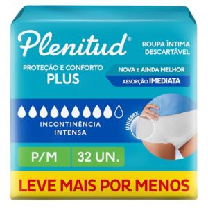Plenitud Protect Plus - Roupa Íntima para Incontinência, tamanho P/M, 32 unidades