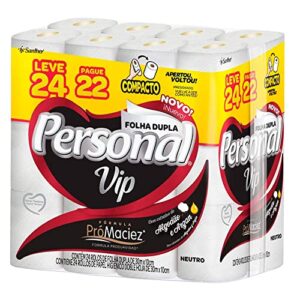 Personal VIP - Papel Higiênico Folha Dupla, Branco 24 unidades (Embalagem pode variar)