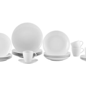 Aparelho de Jantar e Chá 20 Peças Tramontina de Porcelana Branco Redondo Silvia - Aparelho de Jantar