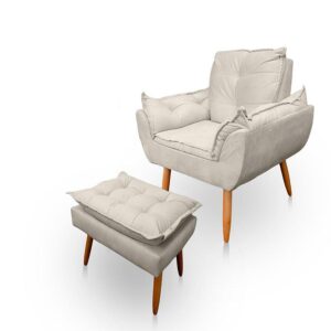 Poltrona Opala com Puff Opala para Sala e Quarto Suede - LH Decor - Los Hermanos Decor - Poltronas