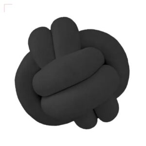 Almofada de Nó Escandinavo 2 Voltas Redonda Decorativa Modernda Grande (Preto)