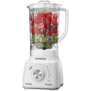 Liquidificador Mondial Turbo Power L-99-WG com Filtro 3 Velocidades 500W Branco e Cinza - Liquidificadores