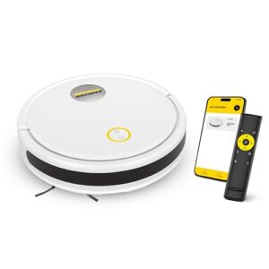 Robô Aspirador de Pó Kärcher RCV 2 com Navegação e Controle Remoto Aspira + Passa Pano Múltiplos modos de limpeza Controle via Aplicativo Autonomia de 130 min Agendamento de Limpeza e Sensor