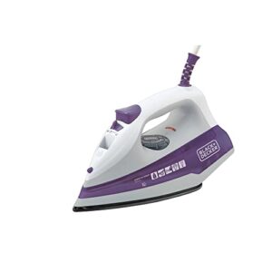 Black Decker Ferro de Passar Roupa, com Vaporizador, Base Antiaderente, Branco e Roxo, Modelo FX1000, 220V