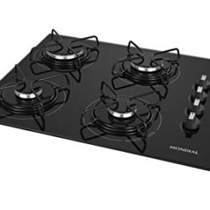 Cooktop a Gás, 4 Bocas, Mondial, Preto/Inox, Bivolt - CTG-01