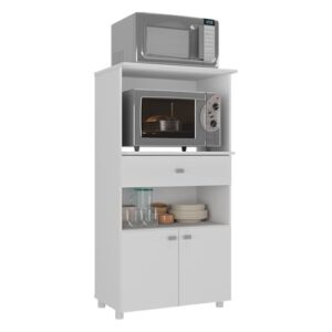 Armário Multiuso para Forno e Microondas 2 Portas 1 Gaveta Multimóveis Branco Brilho
