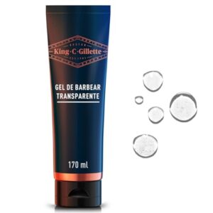 KING C. GILLETTE, Gel de barbear transparente, 170ml, para uso com aparelho de barbear, um barbear preciso, para delinear