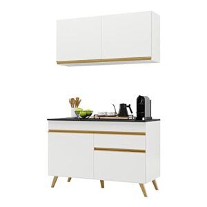 Cozinha Compacta 2 pç c/Armário e Balcão Mp3687 Veneza Gw Multimóveis Branca