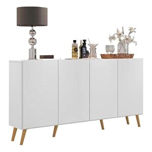 Aparador Buffet 4 Portas c/Pés Retrô Veneza Multimóveis Branco/natural