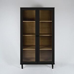 Estante Para Livros Ditália 2 Portas Vidro E-957 Cor:preto