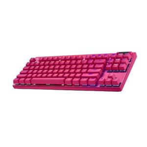 Teclado Gamer Sem Fio Logitech G PRO X com design TKL, Layout US, RGB LIGHTSYNC, Tecnologia LIGHTSPEED e Switch Exclusivo GX Brown Tactile - Rosa Magenta