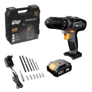 WAP Parafusadeira e Furadeira com Impacto à Bateria 12V BPFI-12K4, Kit de 13 Acessórios e Maleta, Torque 18 NÃveis, Bivolt