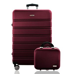Kit Conjunto Mala Grande Rígida Expansiva Despachada 32kg Rodas Duplas 360º Cadeado TSA mais Frasqueira Gladiador A3G Cereja