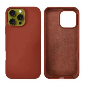 Capinha Compatível Com Iphone 16, 16 PLUS, 16 PRO e 16 PRO MAX Linha PREMIUM Colorida Preto, Branco, Vermelho, Azul, Rosa, Transparente Case Aveludada 3 Camadas Anti Impacto (Marrom, 16 PRO MAX)