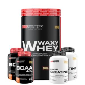 Kit Waxy Whey Chocolate 900g + 2x BCAA 100g + 2x Power Creatina 100g - Bodybuilders