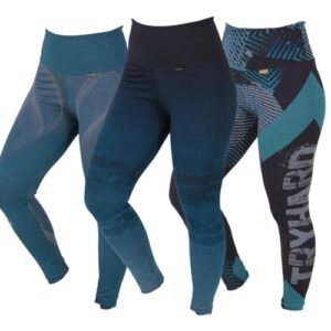 Kit com 3 Leggings Mescla Sublimadas Cintura Alta Suplex (G, Colors)