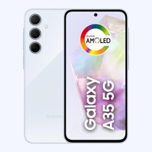 Samsung Galaxy A35 5G, Câmera Tripla Traseira de até 50MP, Selfie de 13MP, Nightography, Apagador de objetos, Design em vidro e IP67, Tela Super AMOLED de 6.6" 120Hz Vision Booster, 128GB - Azul Claro