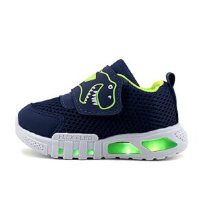 Tênis Infantil Masculino Com Luzes LED Top AS328 Cor:Azul Marinho-Limão