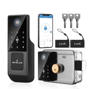 Fechadura Digital Inteligente,Fechadura Eletronica Tuya APP WIFI Abertura via Biometria, Fato para Portão de ferro, para Uso Externo/Porta de Alumínio, IP65