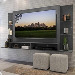 Painel Tv 60" c/Prateleiras de Vidro Nairóbi Multimóveis Grafite