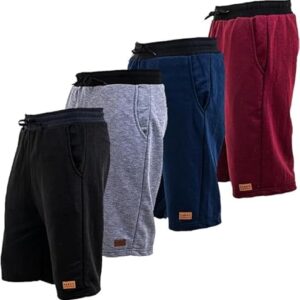 Kit 4 Bermudas Shorts Moletom Masculina Academia by ZRC (BR, Alfa, G, Regular, Regular, Preto/Marinho/Cinza/Bordô)