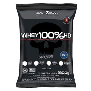 Refil Whey 100% Hd Chocolate 900G, Black Skull