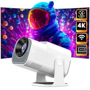 Mini Projetor Portatil - LucZeng Wifi 6 Bluetooth 5.0 Smart Projetor, Suporte 4K e 1080P Full HD Cinema Em Casa Projetor, Auto de Correcção Trapezóide Horizontal, 180°Girável Projector