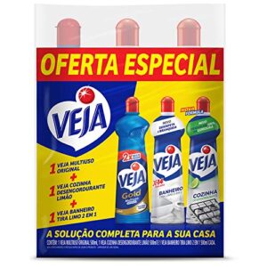Veja Kit - 1 Limpadores Multiuso Original 500Ml + 1 Limpador Cozinha Desengordurante Limão 500Ml + 1 Limpador Banheiro Tira Limo 500Ml Azul E Branco