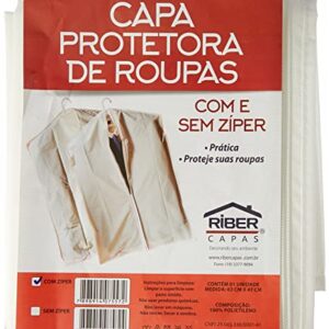 CAPA PROTETORA DE ROUPA/TERNO COM ZIPER, RIBERCAPAS, BEGE