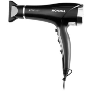 Secador de Cabelo Mondial Tourmaline Íon Preto - e Prata 2000W 2 Velocidades Chrome Black SCN-04 - Secador de Cabelo