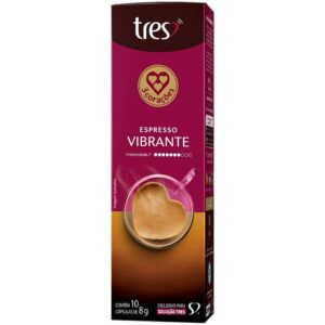 Cápsula de Café Espresso Vibrante TRES 3 Corações - 10 Cápsulas - Cápsula de Café