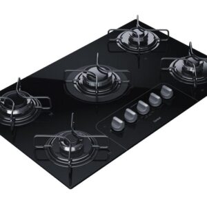 Cooktop 5 Bocas a Gás GLP Consul Vidro Temperado - Preto Acendimento Automático Facilite CD075AE - Cooktop 5 Bocas