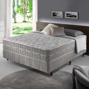 Cama Box Casal Cinza + Colchão Molas Ensacadas Alabama 138x188x61cm - ZIDI - Cama de Casal