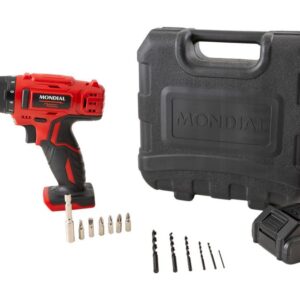 Furadeira e Parafusadeira Mondial a Bateria 12V com Maleta Power Tools FPF-06M - Parafusadeira Elétrica