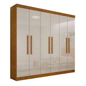 Guarda-Roupa Casal Malibu 6 PT Imbuia e Off White - Rufato - Guarda-Roupa / Roupeiro