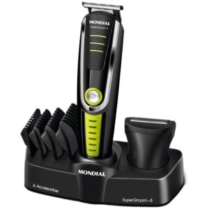 Aparador de Pelos Mondial Super Groom 6 em 1 - 1 Velocidade com Acessórios - Aparador de Pelos, Barba e Cabelo