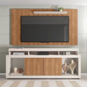Rack Com Painel TV até 65 Polegadas Marrom Life Caemmun - Rack com Painel
