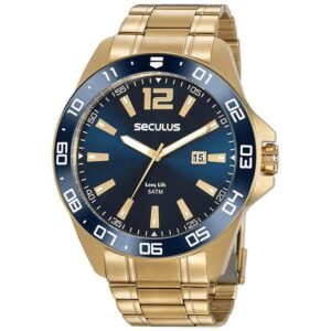 Relógio Masculino Seculus Dourado Analógico Long Life 20809GPSVDA2 - Relógio Masculino