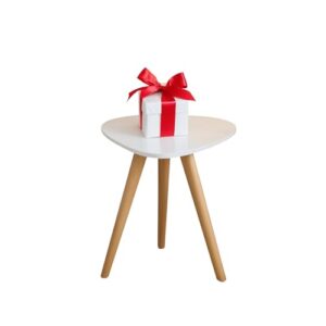 Mesinha Lateral Redonda Sala Pe Palito Retro Decorativa Tampo Orgânico Decoração (Branco)