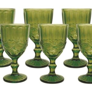 Jogo de Copos de Vidro Verde 330ml 6 Peças - Haus Empire Lace - Copos