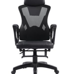 Cadeira Office Presidente Supreme - Cadeira Ergonômica Reclinável - Até120kg, Giratória, Inclinação 12 graus, Encosto com Tela Mesh, Espuma Dupla, Rodas de Duplo Giro - Preta