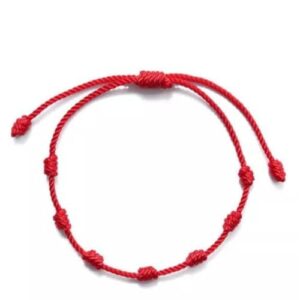Pulseira Vermelha kit c 2 pulseiras da Sorte 7 Nós | Amuleto da Kabbalah | Proteção contra o Mau-Olhado | Prosperidade | Ajustável |Unissex