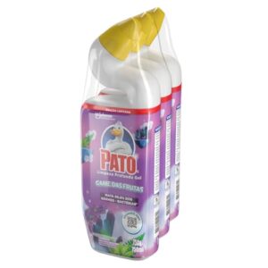 Pato Limpador Sanitário Kit Game das Frutas, Desinfetante Sanitário, Desodorizador Sanitário de Limpeza Profunda, 3 Unidades, 750ml cada