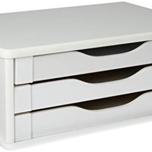 Suporte de Monitor 3 Gavetas, Mdf Branco - Souza & Cia (Ref: 3343)