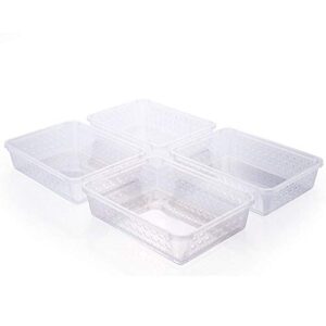 Conjunto de Cestas Organizadoras de Plástico Retangulares Médias 4 Peças, Plasútil, Transparente